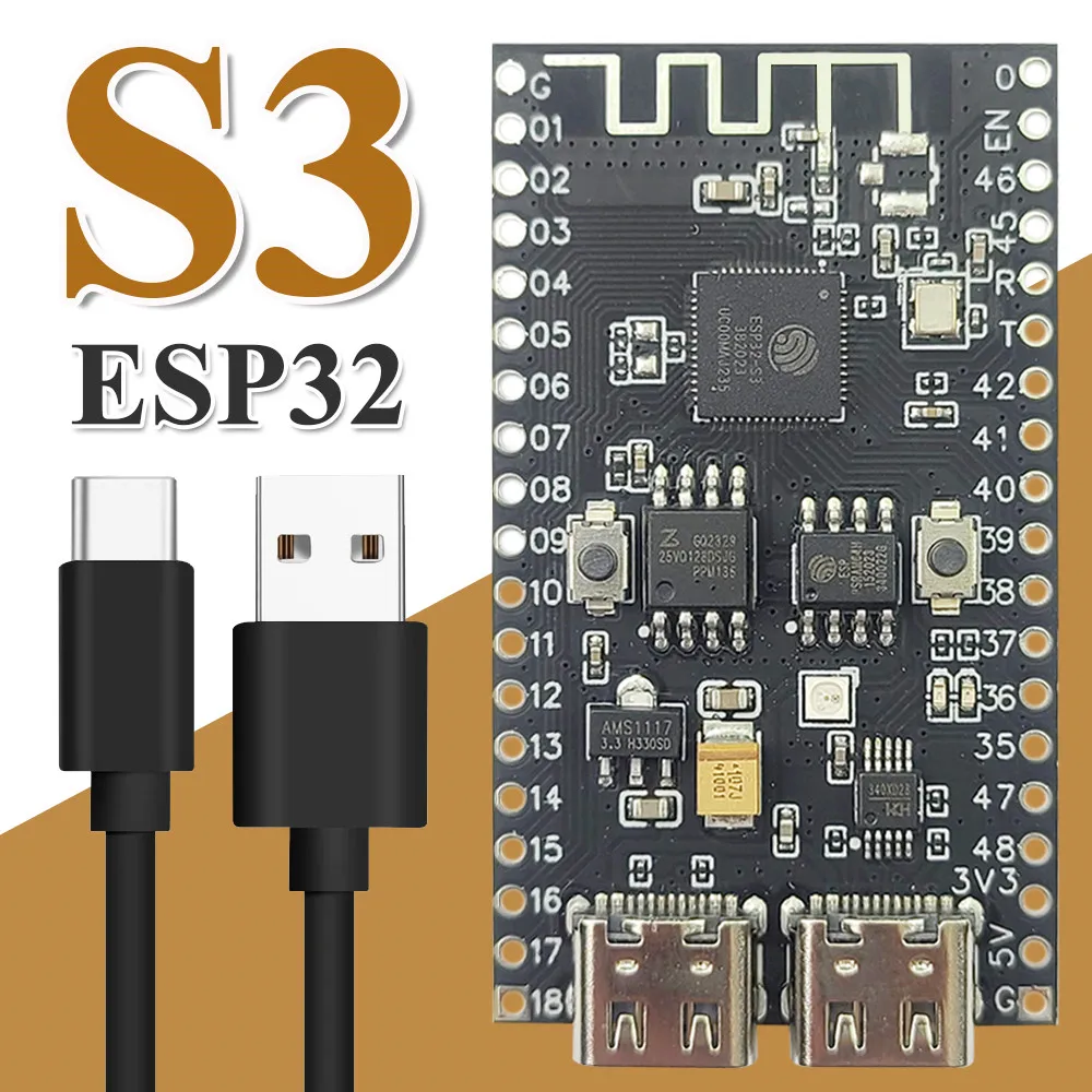 ESP32-S3 N16R8 2.4G Wifi Module for Arduino MCU Development Board 8MB PSRAM 16MB FLASH with WS2812 LED CH340 Type-C ESP32 S3