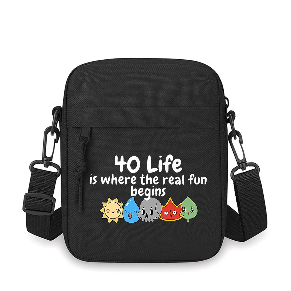 Life begins fun with elements of smile Men Crossbody Bag Single Shoulder Women Cartoon Anime Film Printing Design Unisex