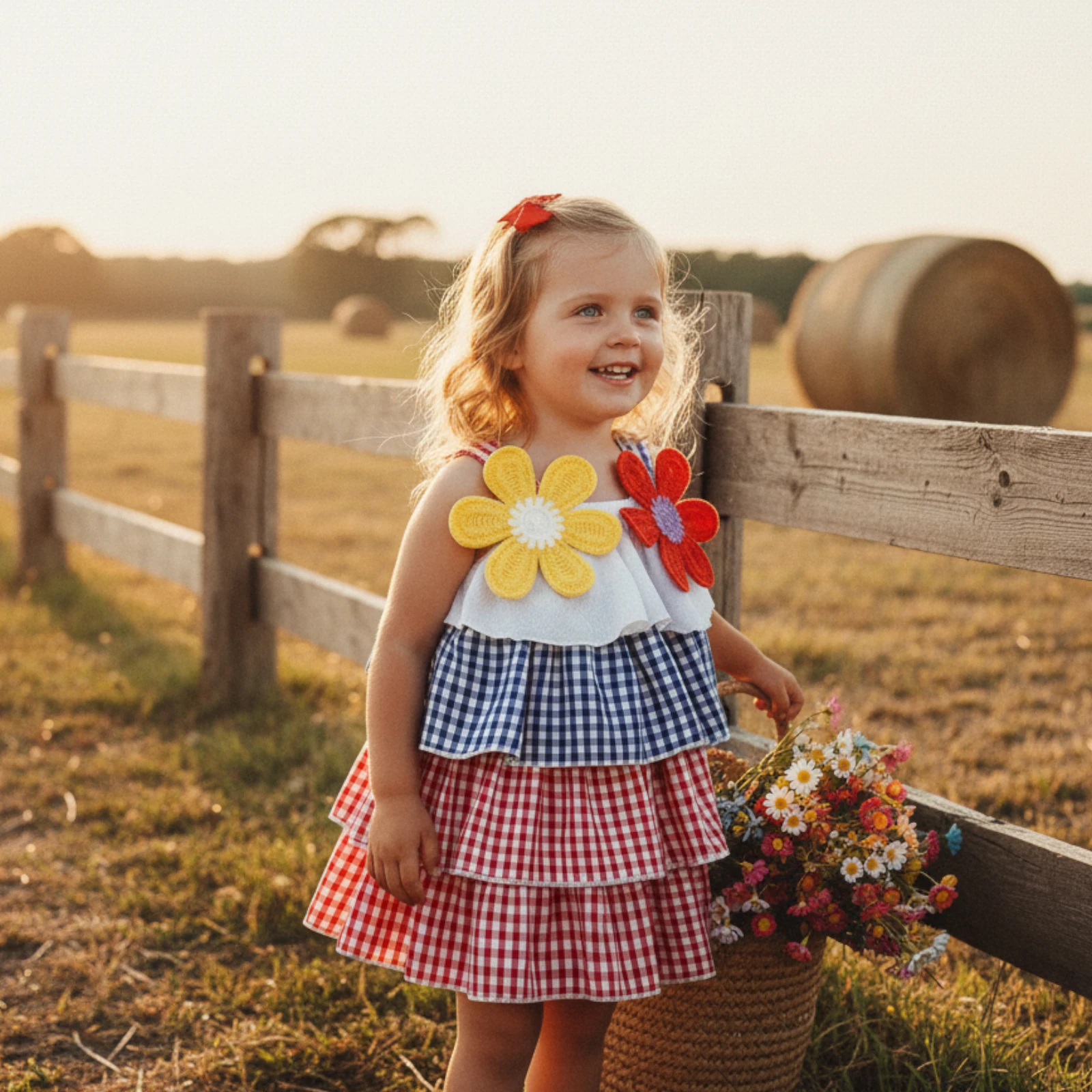 Summer Toddler Kids Baby Girls Casual Dresses Princess Plaid Print Sleeveess 3D Flower Strap Layered Party Dress Sundress