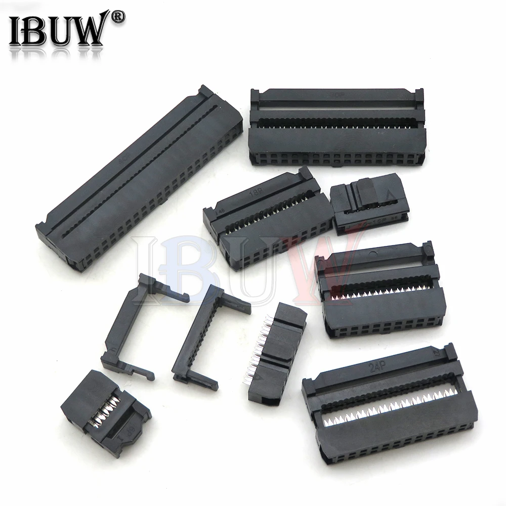 10 قطعة FC 6P 8P 10P 12P 8/10/12/14/16/18/20/24/26/30/34/40/50 دبوس 2.54 مللي متر الملعب الإناث IDC موصل مقبس الشريط كابلات الموصلات #1