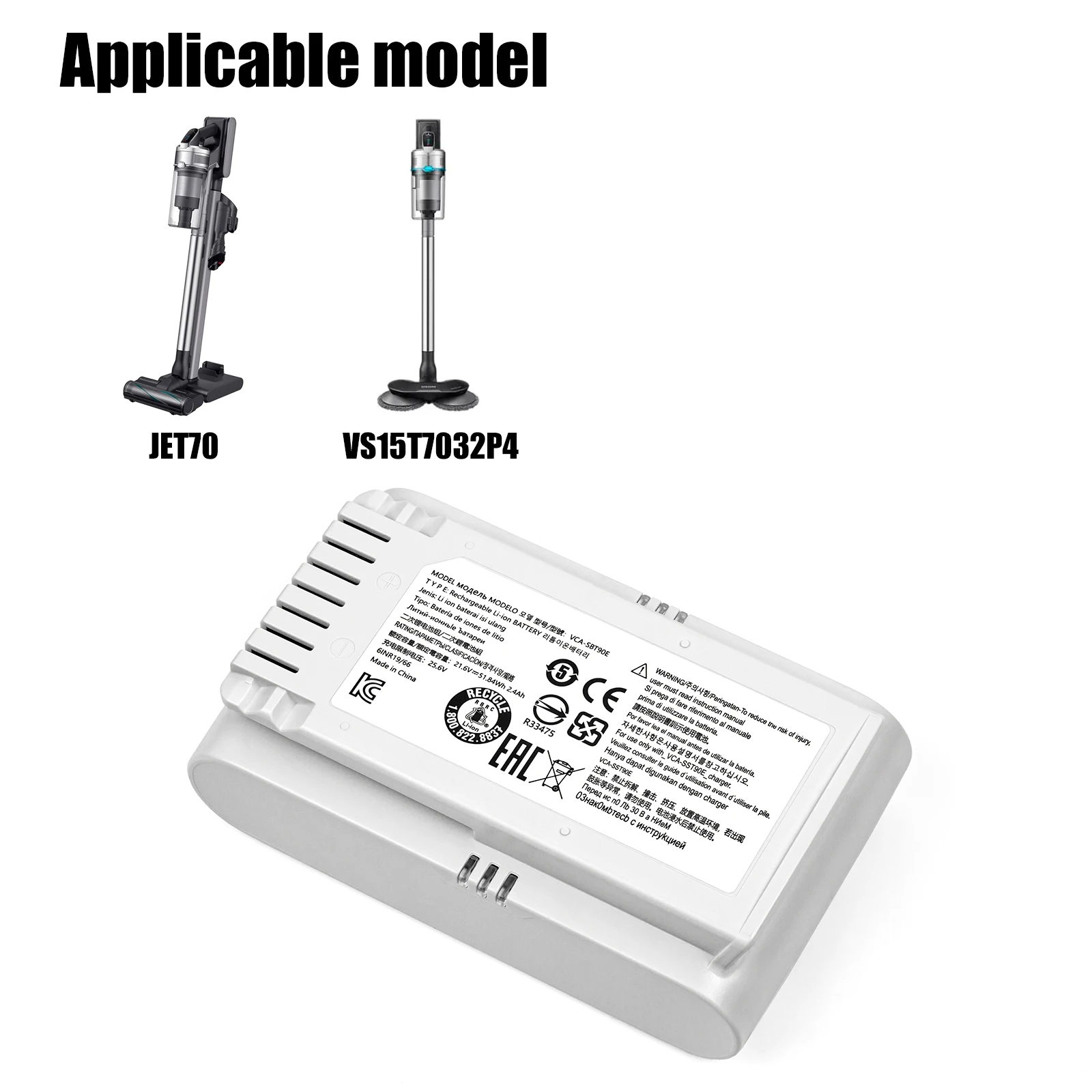 For samsung jet 70 Dust collector battery VS15T7032P4 VCA-SBT90E,VS15R8542S1