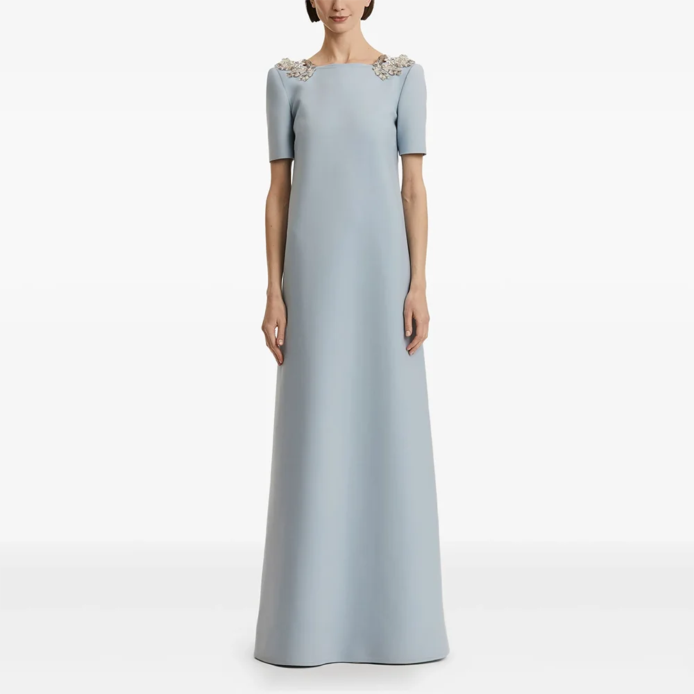 

Длинные вечерние платья с вырезом лодочкой по индивидуальному заказу. Элегантные платья для выпускного вечера для торжественных случаев. С короткими рукавами. 2025 платья для выпускного вечера длиной до пола.