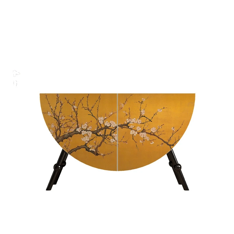 

LTT Chinese light luxury high sense round solid wood dining side cabinet household living room decoration vertical cabinet