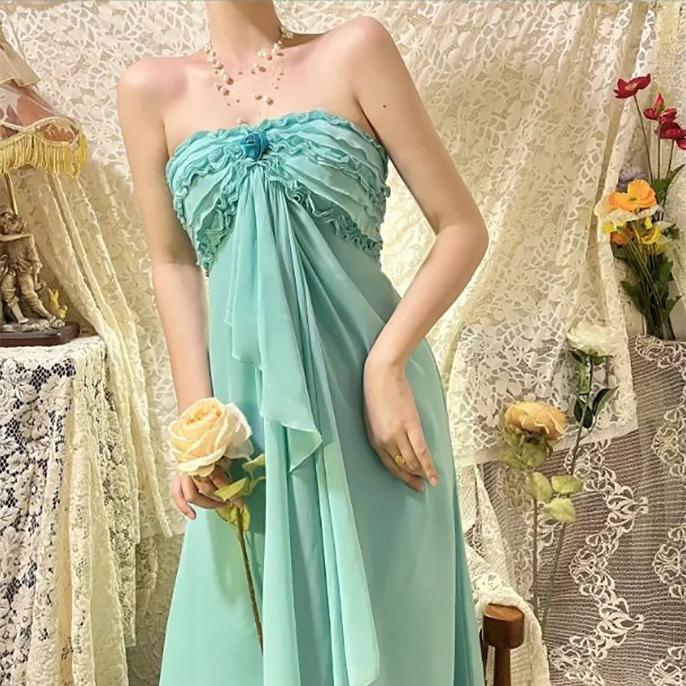 تصميم جديد فساتين لحضور الحفلات الموسيقية للنساء Ruched بدون حمالات على شكل حرف a طيات يدوية عالية الجودة أنيقة سيدة ثوب مسائي الطراز الحديث