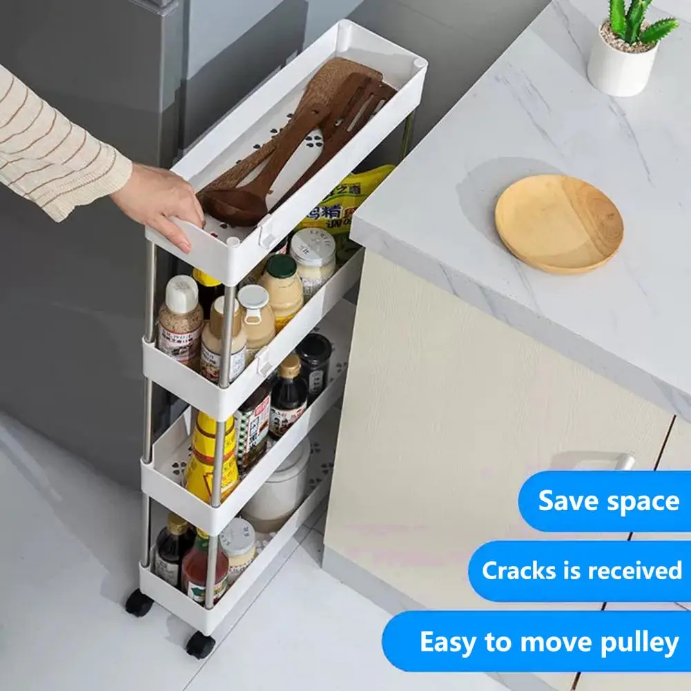 Rejilla rodante deslizante confiable con ruedas, carrito de almacenamiento móvil, estante Vertical rodante de pie para cocina