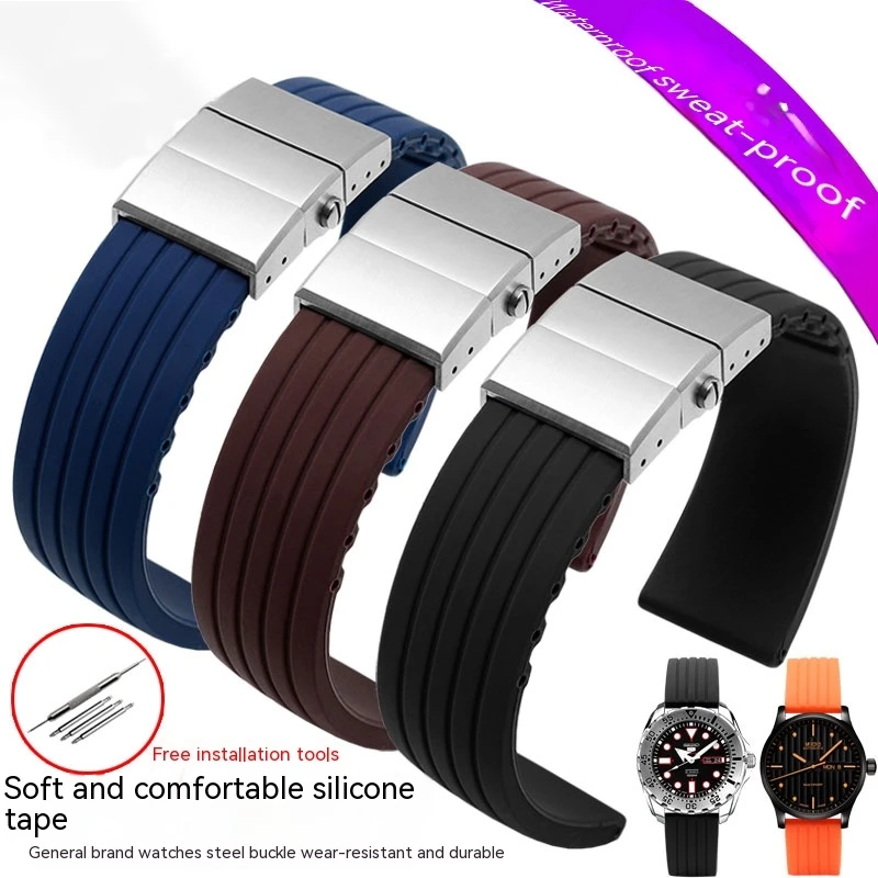 

Waterproof and sweat resistant silicone tape suitable for Mido Seiko CITIZEN Light Energy Water Ghost Universal Watch Strap 22mm