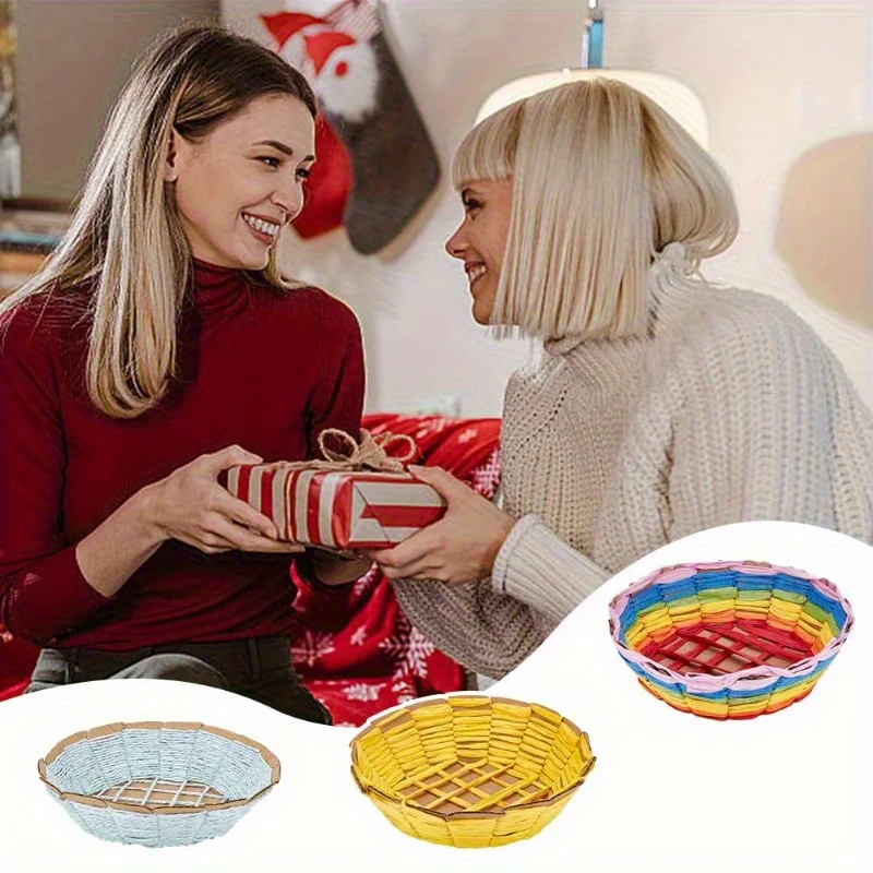 DIY Paper Weaving Flower Basket Base, Beginner's Entry-level Weaving Kit, Creative Weaving, Paper Template for Basket Making