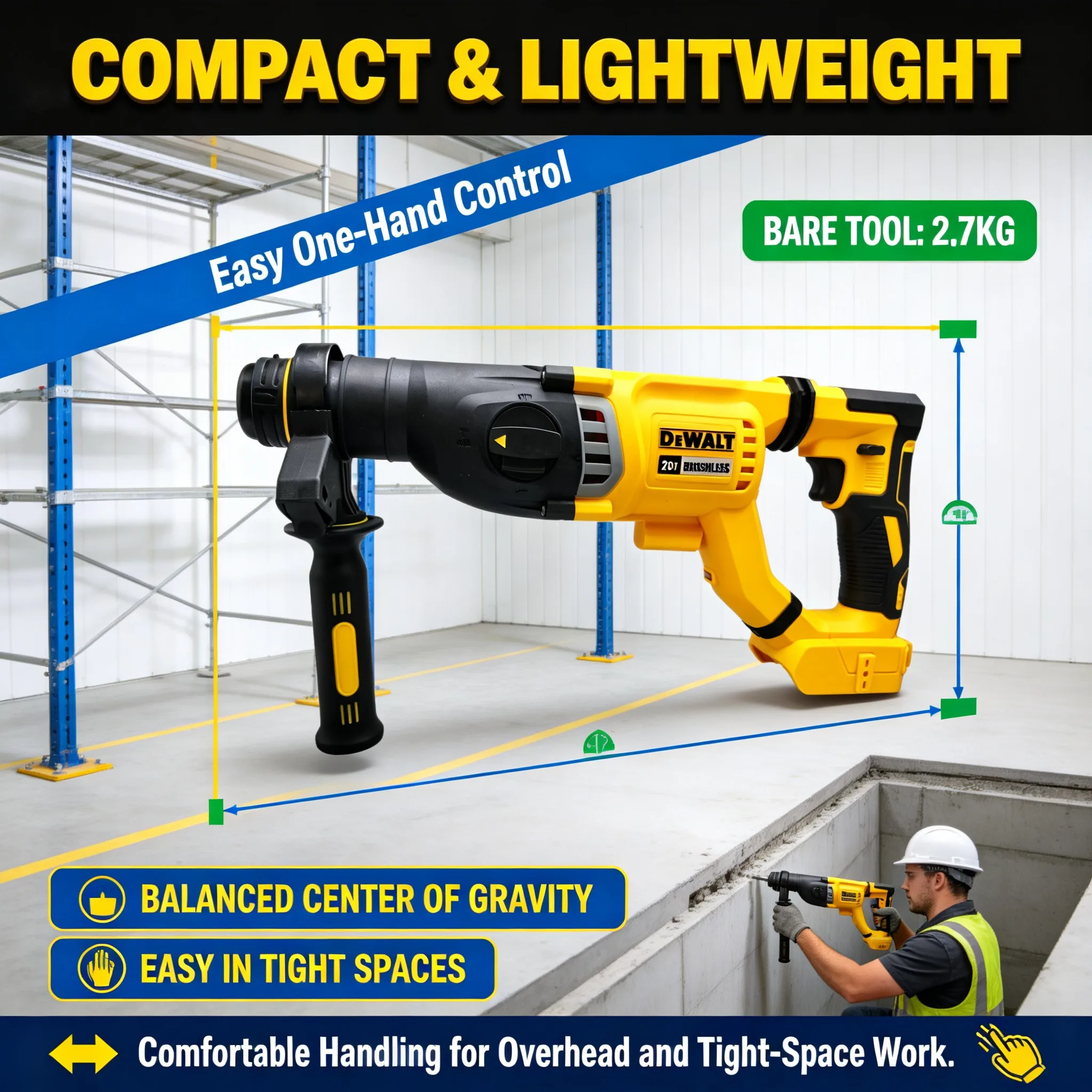 DEWALT DCH263 28MM 1-1/8-inch - Cordless Rotary Hammer 20V Brushless review and price