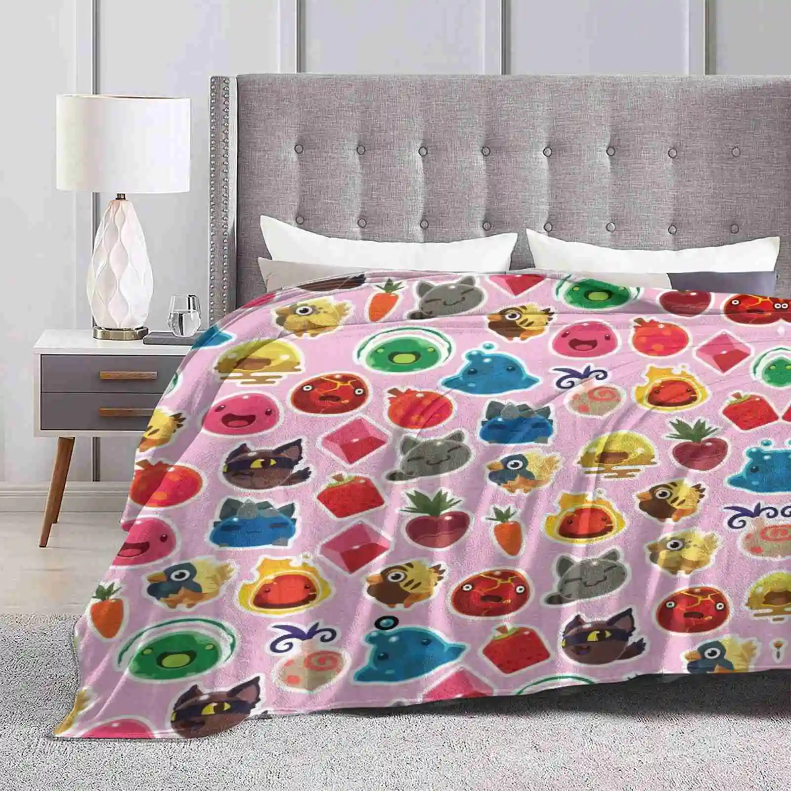 Cute Pink Slime Rancher Pattern Top Quality Comfortable Bed Sofa Soft Blanket Slime Rancher Video Games Gamer Girl Chickadoo