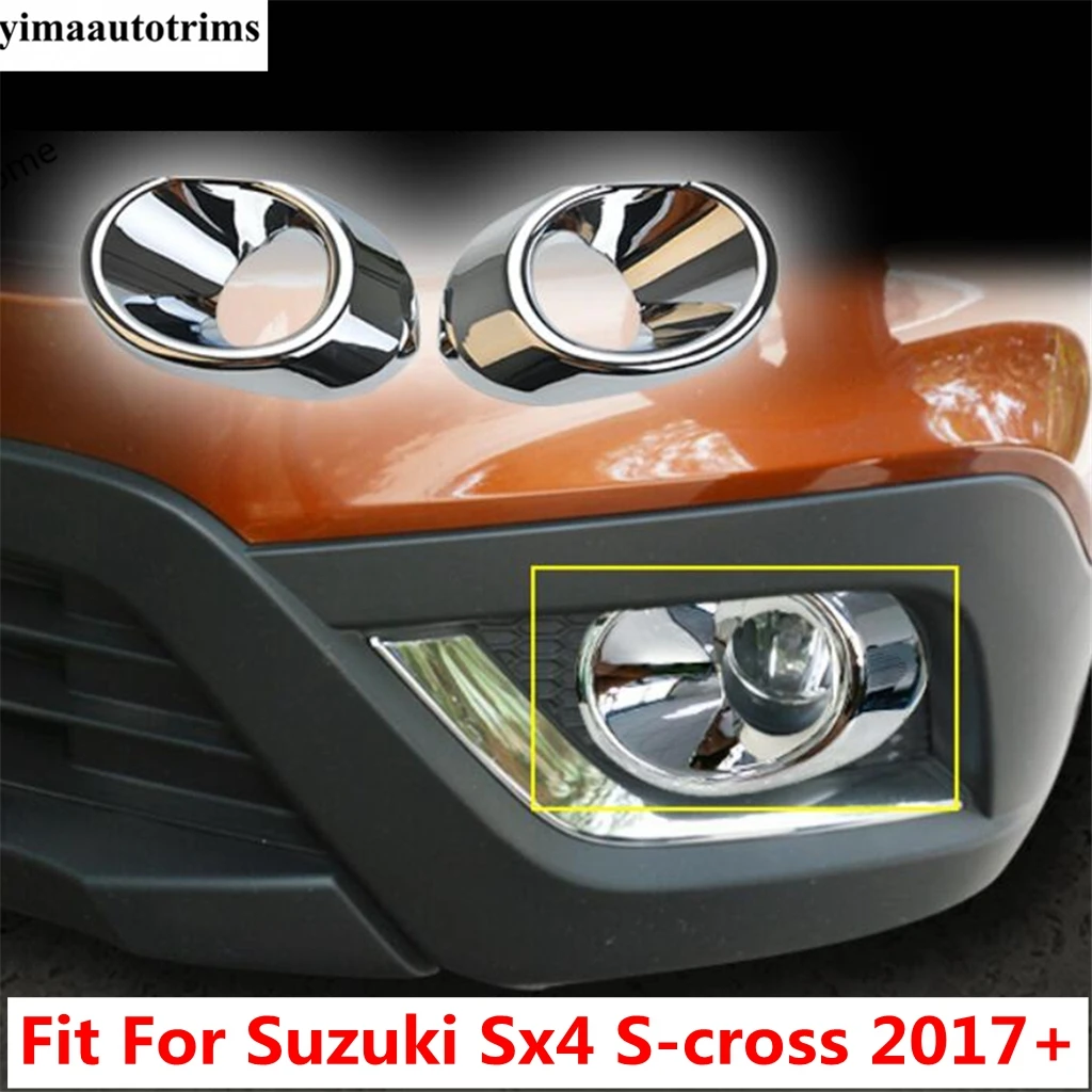 

Car Front Fog Lamps Lights Ring Circle Decoration Cover Trim For Suzuki SX4 S-cross 2017 - 2022 ABS Chrome Accessories Exterior