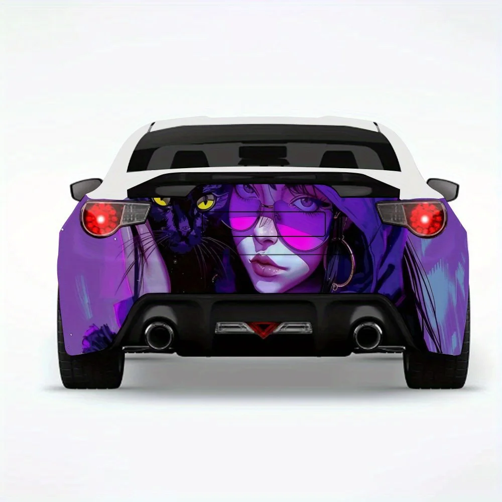 

Mystic Girl & Black Cat Car StickerVinyl Decal for Car Rear, Waterproof Self-Adhesive Vinyl Stickers for Vehicle Tail & Bumper,