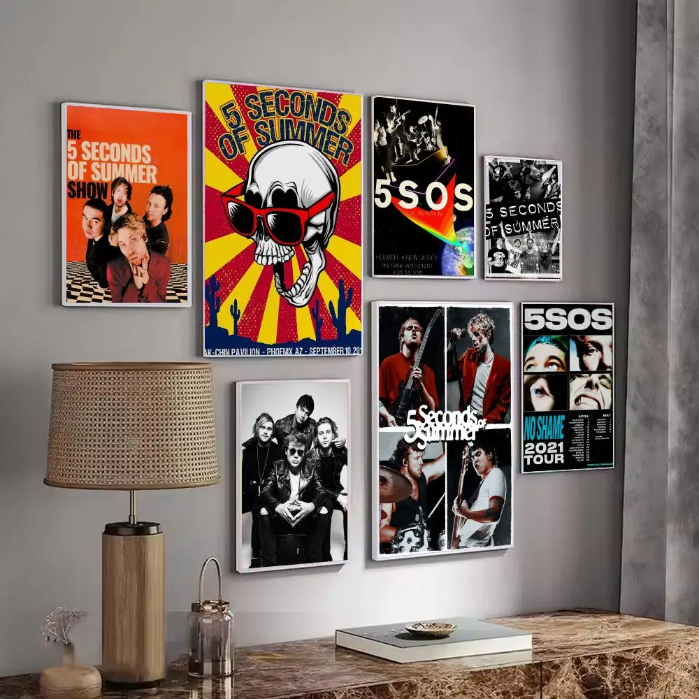Band Album 5 S-Seconds of S-Summers Poster Decorative Wall Art Stickers Mural Photo Print for Home Living Room Hallway Decor