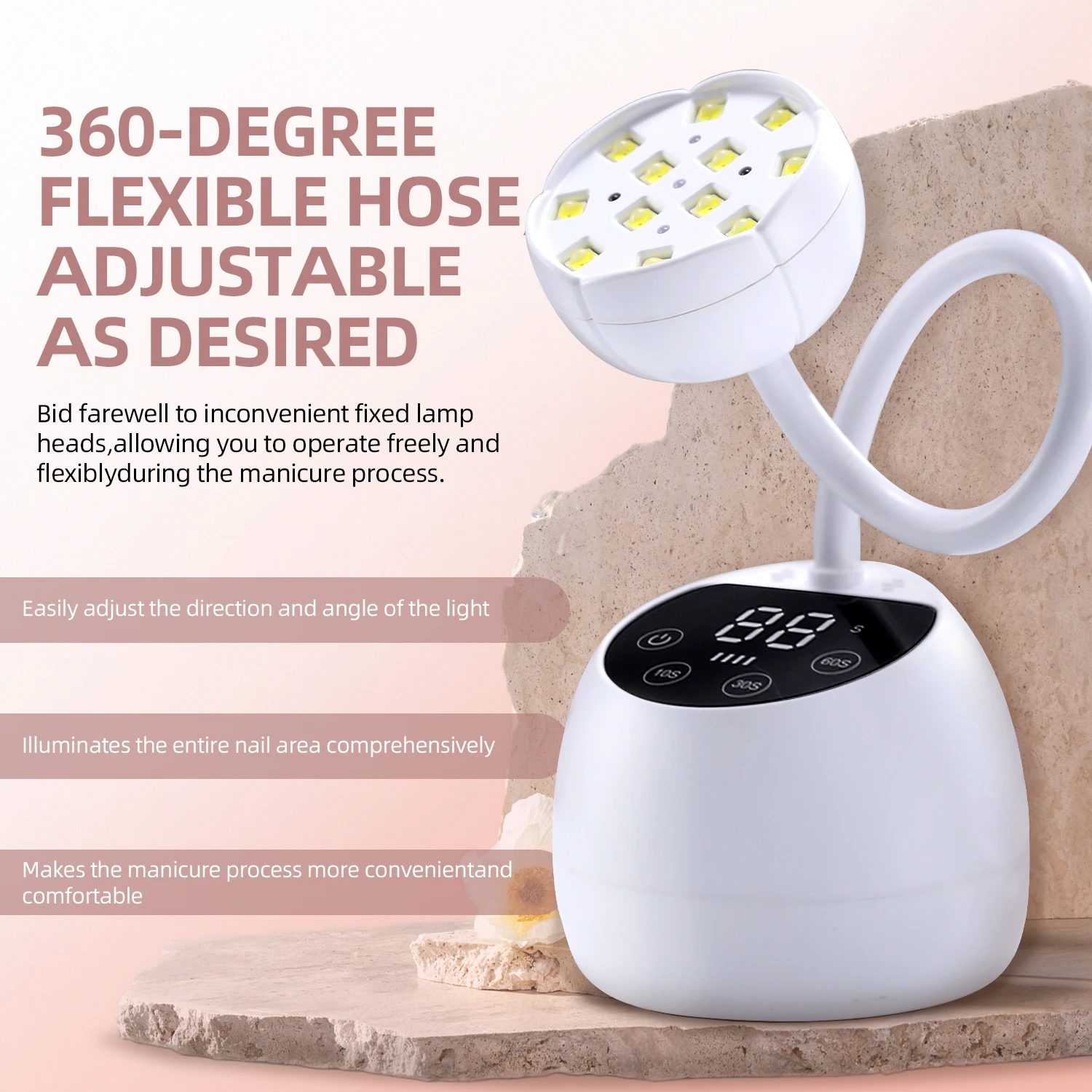 Snoerloze Nagellamp Led UV-Nageldroger Oplaadbare Automatische Detectie-Aanraakbediening Sneldrogend Nagellampje 360 ° Buigbare Tafellamp