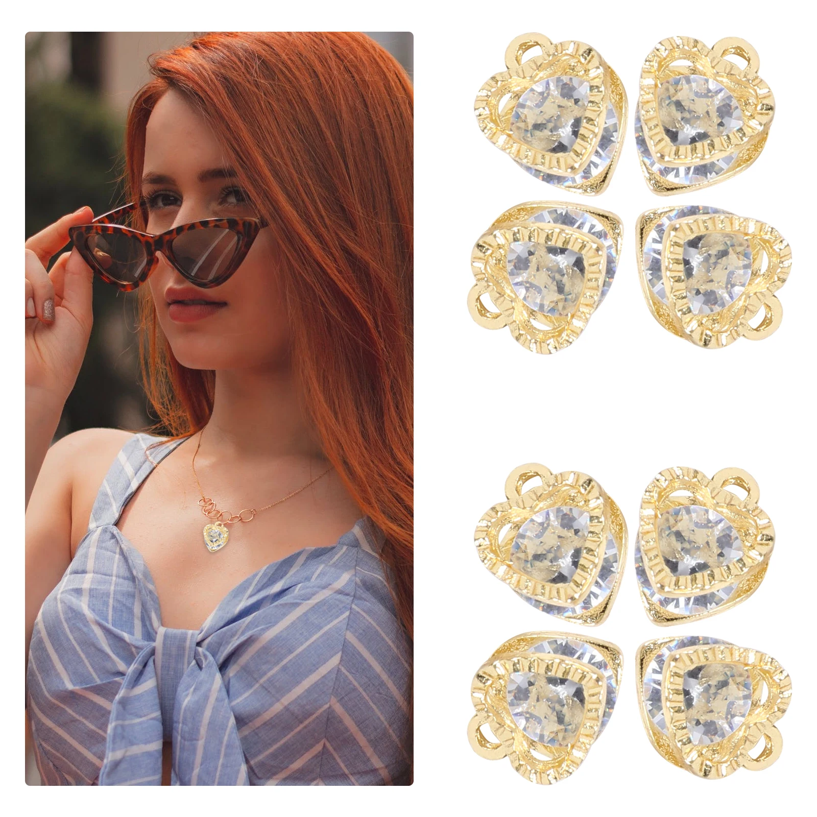 

50pcs Zircon Pendant Charms Jewelry Findings Pendant Jewelry Findings For Diy Necklace Bracelet Earring Bookmark Wine Charm Gift