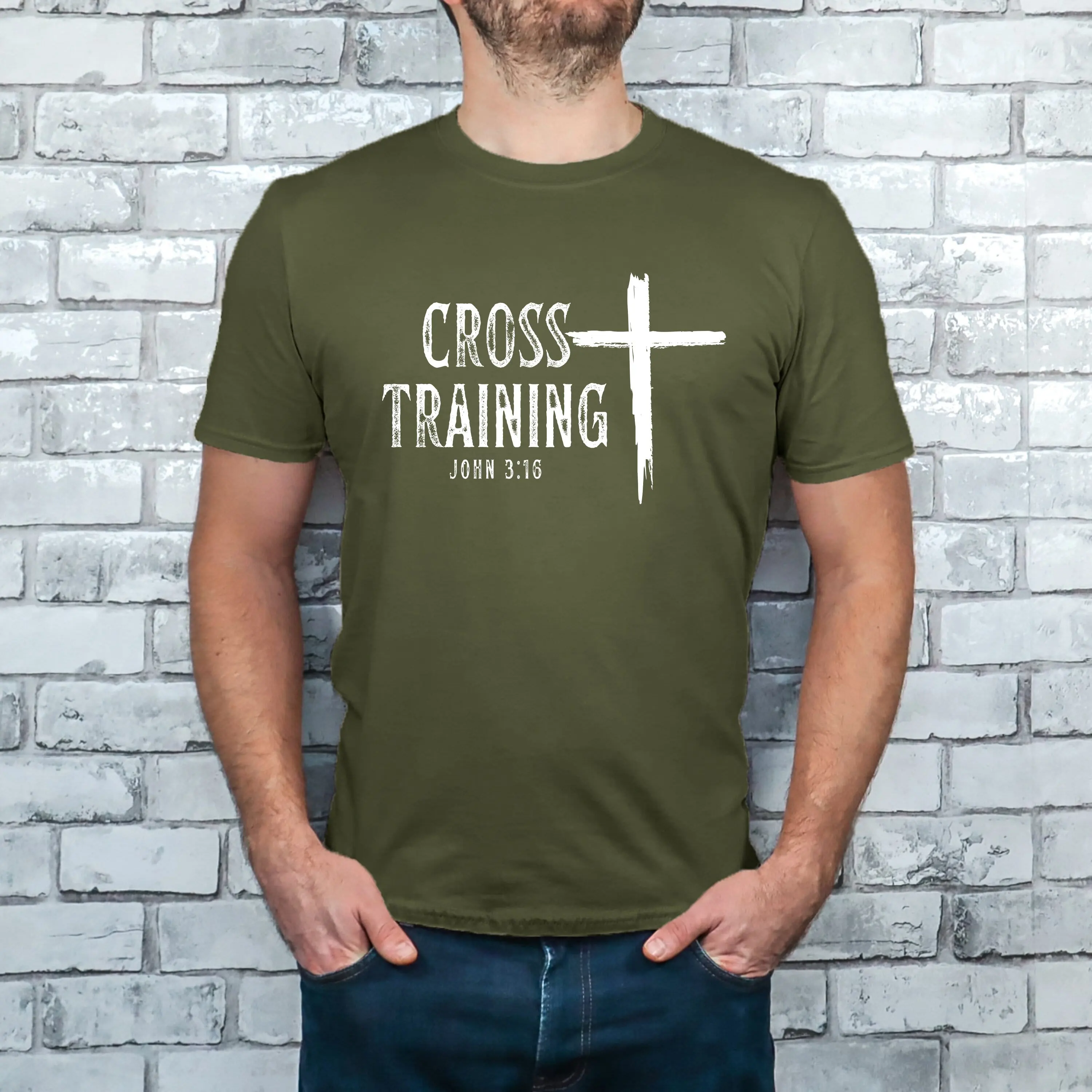 Cross Training John 3 16 T Shirt Faith Christian Religious Workout Mens