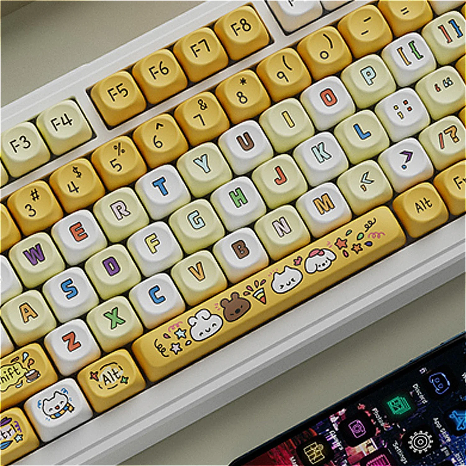 

Keycap Set PBT Small Full Set Cute Cartoon Round for 60/84/98/108 Mechanical Keyboards