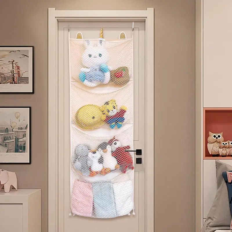 Bolsa colgante de almacenamiento sobre la puerta, organizador para rellenos, juguetes para bebés, almacenamiento de juguetes de animales, bolsa de red de almacenamiento colgante de felpa/hamaca, 1 Uds.