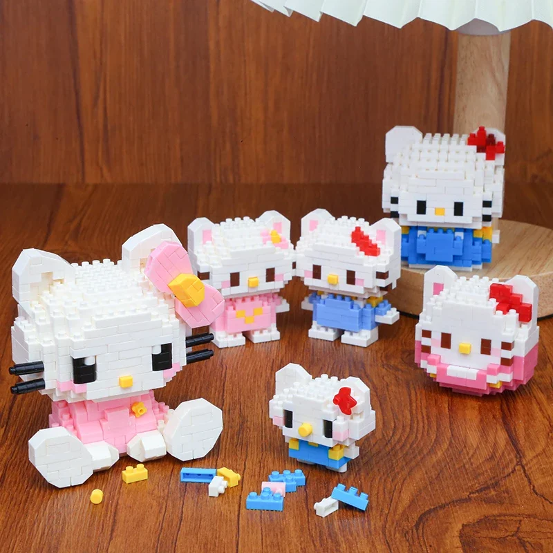 Sanrio Hello Kitty Kuromi My Melody Cinnamoroll Building Blocks Cartoon Figrues Bricks Children\'s Assembly Toys Model Gift