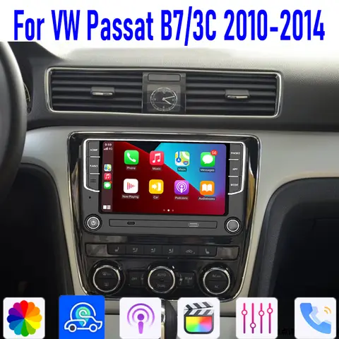 Car Stereo Radio GPS 7'' For VW Passat B7 2010-2014 Wireless Apple Carplay Android 13 Auto Head Unit Intelligent System WIFI 64G