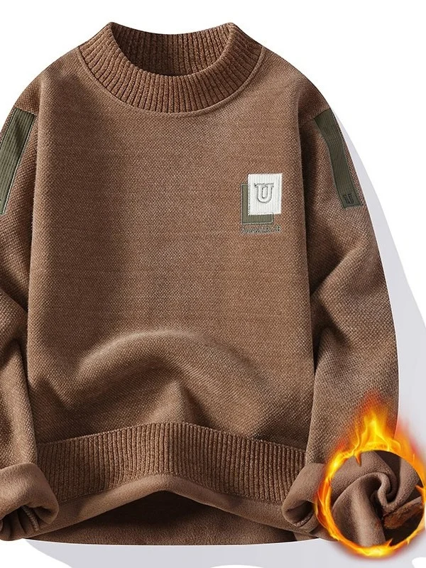 

Men's Fce Lined Thiened round Ne Sweater Faionable Urban Sle Winter Warm Top Long Sve Casual Knitted irt