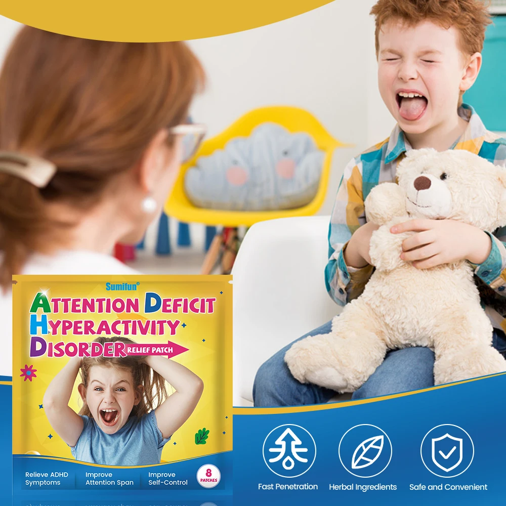 8/16/24/48Pcs Sumifun Hyperactivity Treatment Patch Pediatric ADHD Kids Sticker Focus Attention Decompression Medical Plaster