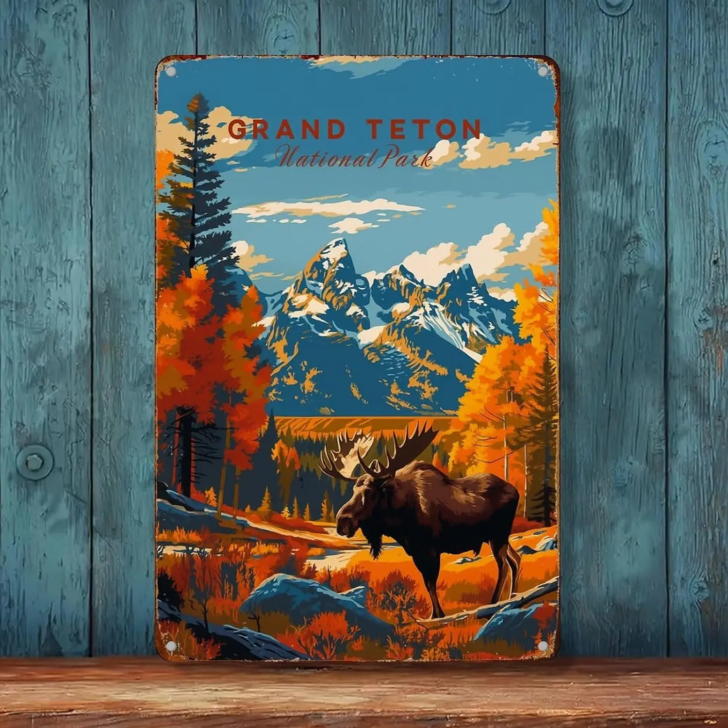 Grand Teton National Park Wall Decor Vintage Aluminum Signs Metal Posters for Kitchen Bar Room Bedroom Bathroom Decoration  --Ti