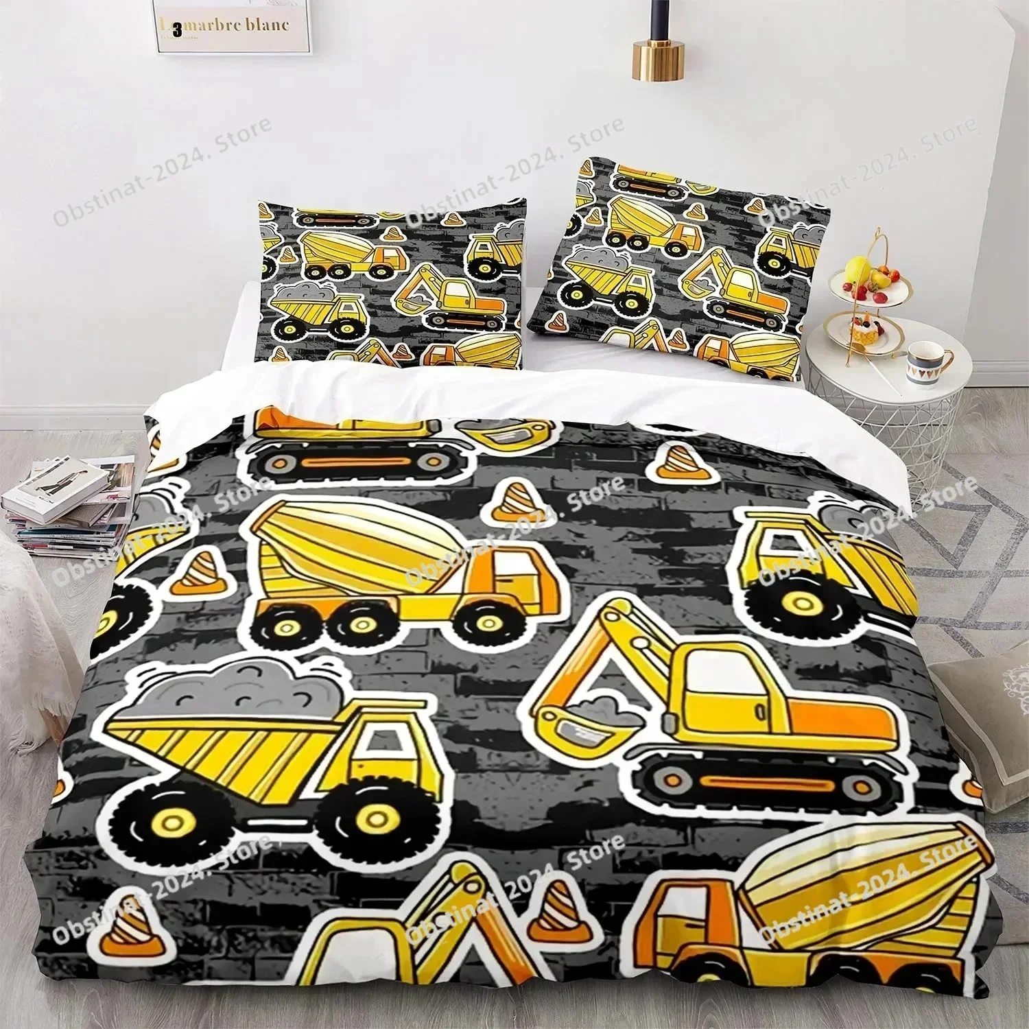 2025 Engineering Vehicle Bedding Set Single Twin Full Queen King Size Excavator Bed Set For Aldult Kid Bedroom Duvetcover Sets
