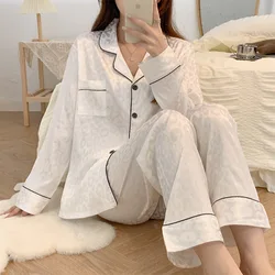 Women's New Spring and Fall Pajamas Homewear Suit Female Thin Temperament Korean Version of the Black Leopard Print Homewear