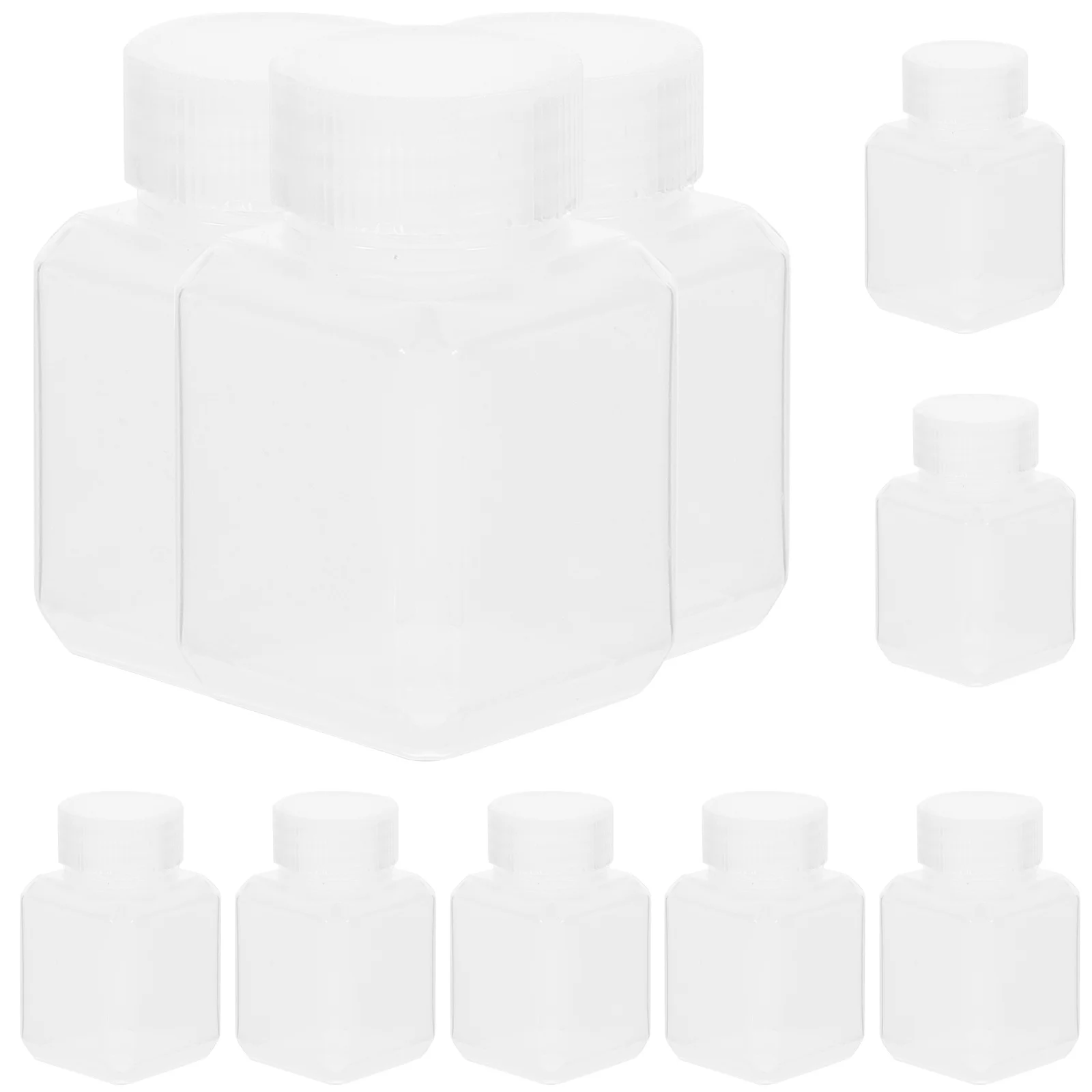 10Pcs Thick Sealed Plastic Bottles Small Square Liquid Storage Container 30Ml Sample Dispensing Containers Bottle