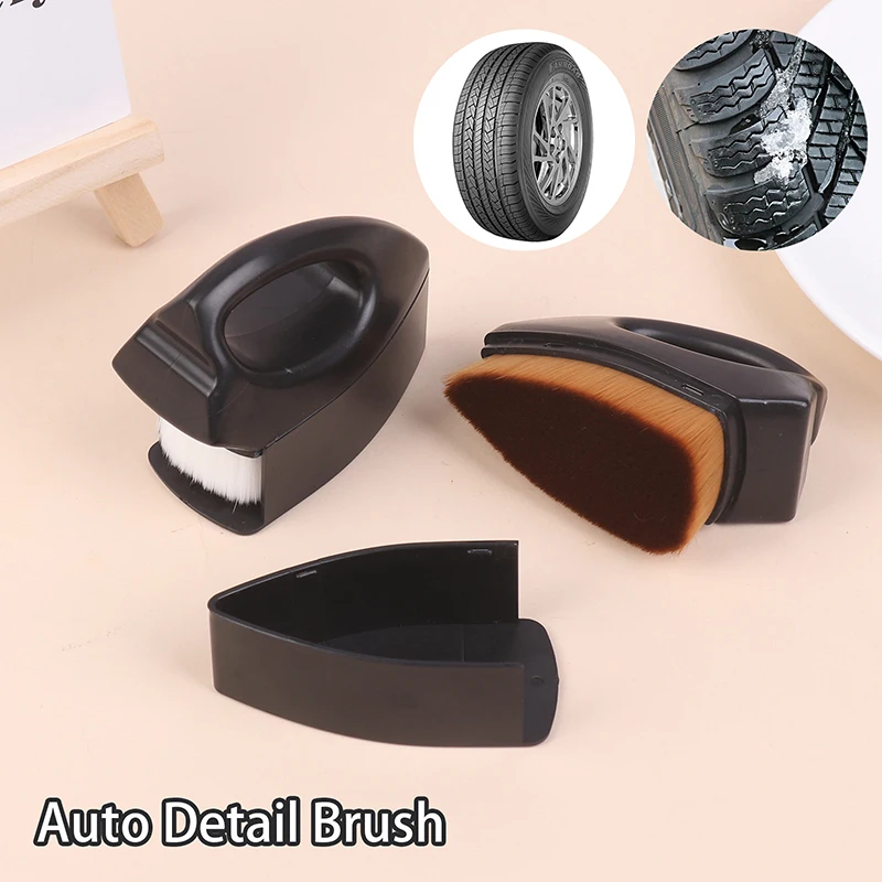 

Auto Detail Brush Portable Car Tire Brush With Seal Cover High Density Soft Detailing Brush For Tire Shine Polish Wax