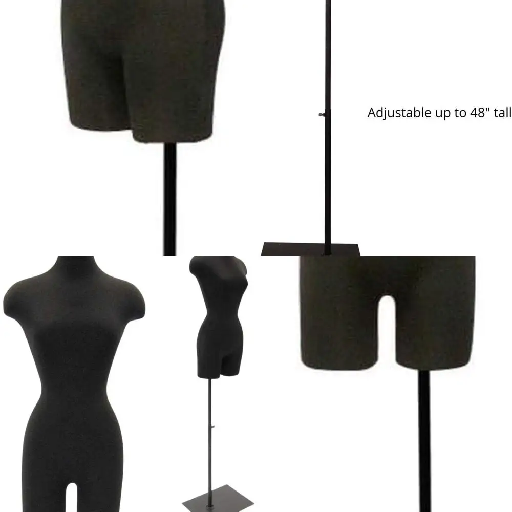 

Adjustable Square Base Female Black Dress Form Mannequin Torso #F2B-05BK