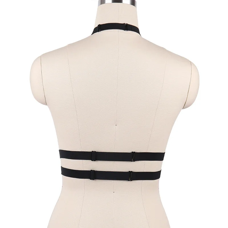 Harnais de corps Sexy des années 90, soutien-gorge Cage, haut court pour femmes, harnais de Bondage noir Rave, gothique, fétiche, pôle danse, robe de Bondage