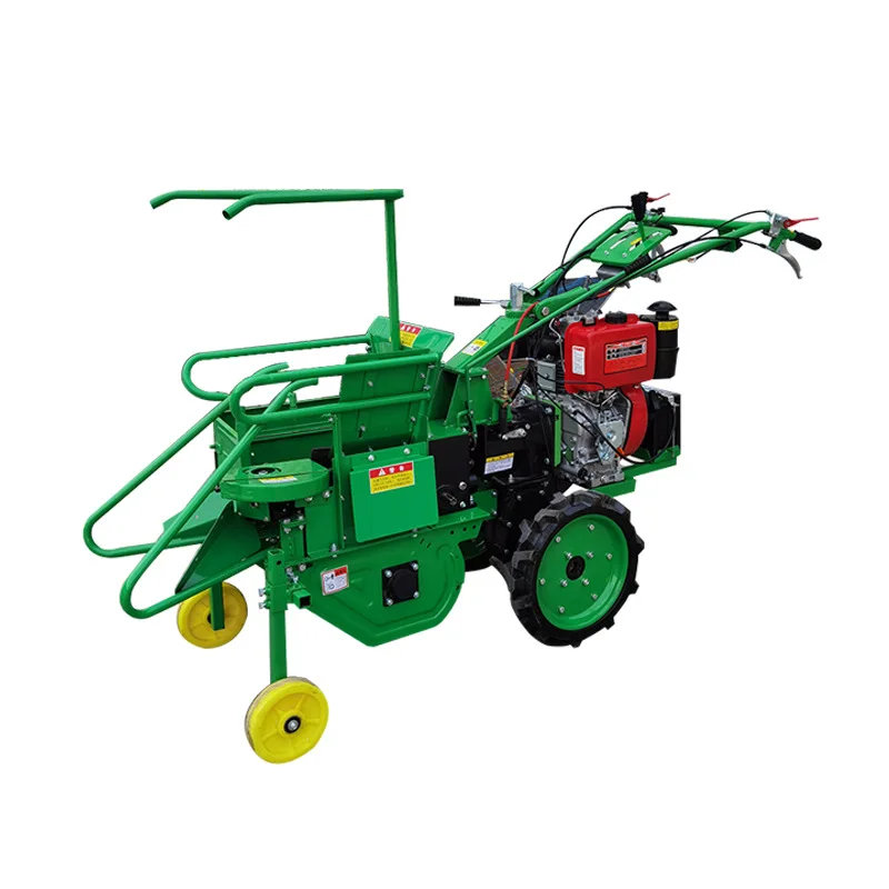 Push type electric start diesel corn harvester straw crushing stubble adjustable self-propelled rod harvester