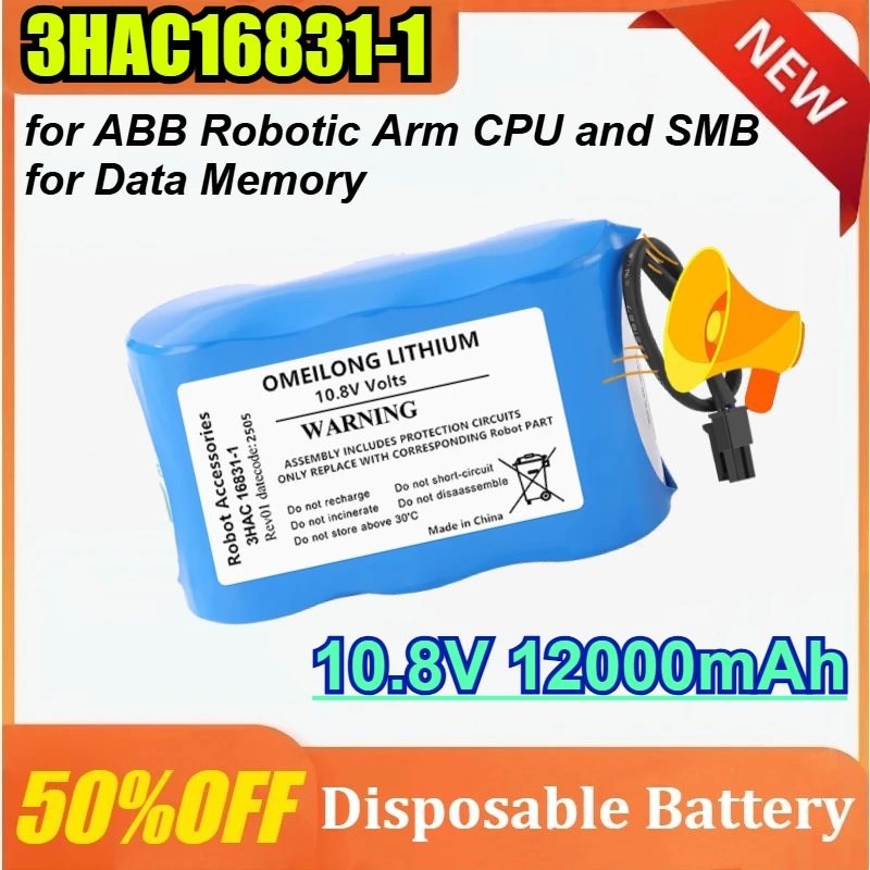 

3HAC16831-1 10.8V 12000mAh for ABB Robotic Arm CPU and SMB for Data Memory Disposable Battery Disposable Battery