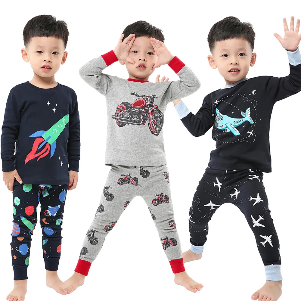 Boys Pajamas Sets 2 to 3 4 5 6 7 8 Years Cotton Long Sleeve Toddler Boy Pijama Autumn Winter Kids Sleepwear Set Children Clothes