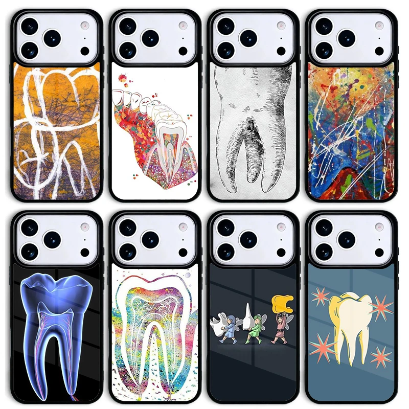 Zahnarzt-Zahn-Muster Weiche Handyhülle für iPhone 17 AIR 16 Pro Max 15 14 13 12 11 Stoßfeste Schutzhülle