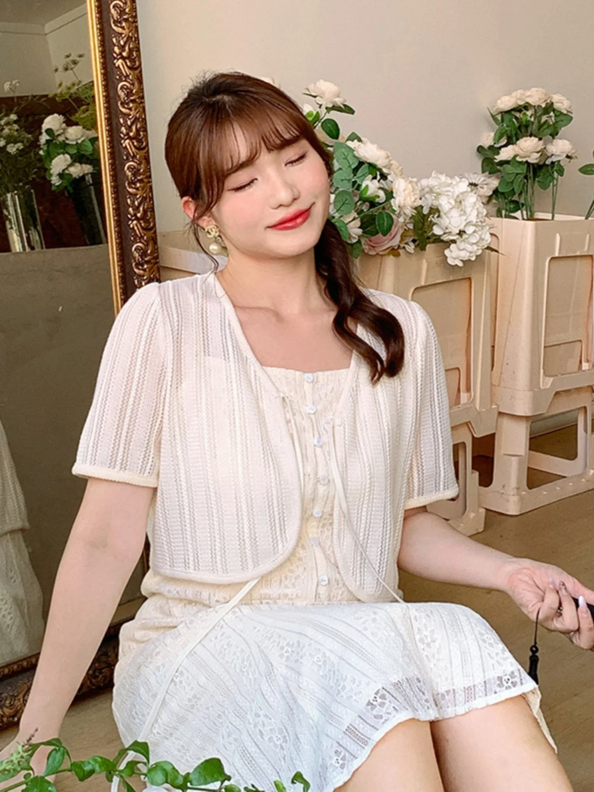 

Вязаный солнцезащитный открытый кардиган больших размеров, летнее новое пальто из ледяного шелка с запахом на плечах, закрывающее внешнее пальто для полных женщин