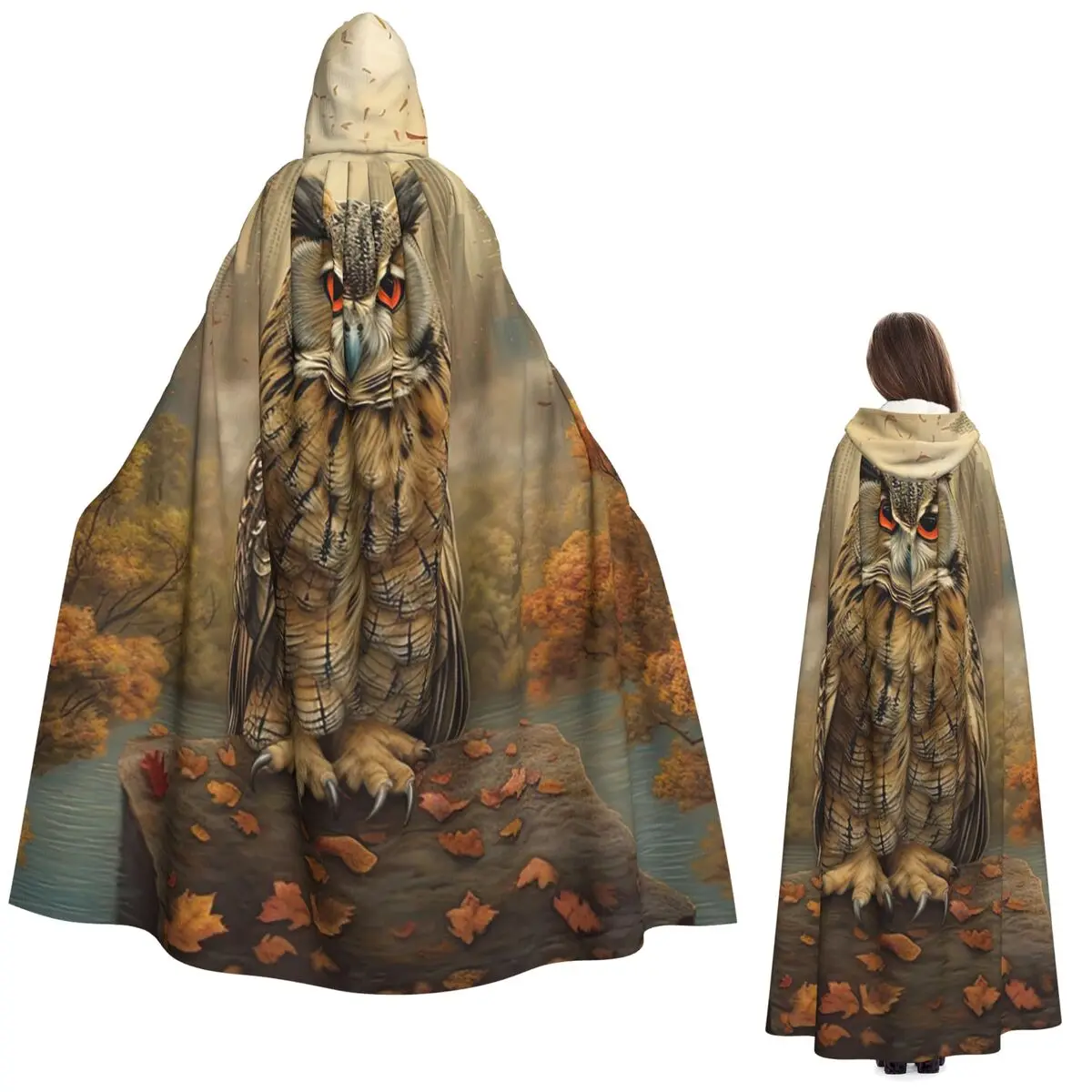

Central Park Autumn With Flaco The Owl Long Hooded Cloak Witch Medieval Costume Cosplay Cape HalloweenVampire Adult Unisex