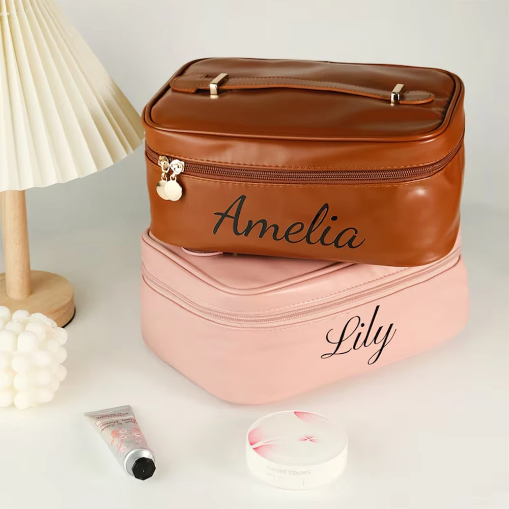 

Personalized Makeup Bag Woman Custom Travel Large Capacity Cosmetic Bag Bachelorette Party Decoration Wedding Bridesmaid Gift