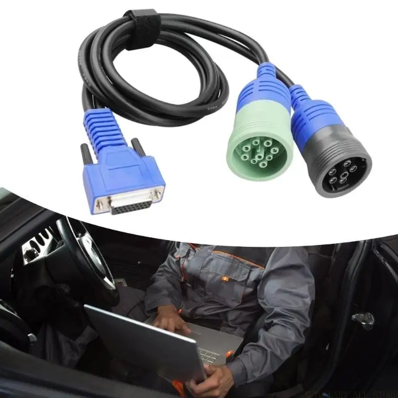 

J0MA Diesels Trucks Diagnostic Repair Cable Connector, 6Pin+9Pin, Fit for Engine Analysis, Maintenance Use Wide Compatibility