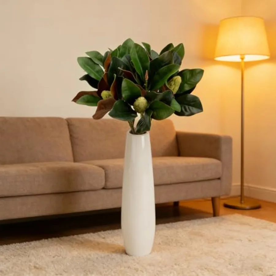 

Magnolia Artificial Leaves Branches 30.7 Inch 3D Real Touch Magnolia Pick with Fruit Faux Magnolia Stems for Indoor Outdoor Vas