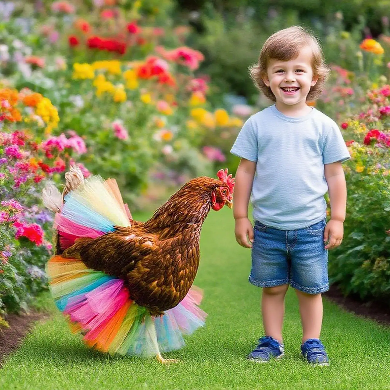 Clothes For Chickens Funny Rainbow Hen Dress Pet Pretend Play Props For Geese Dog Home Performance Holiday Party Christmas