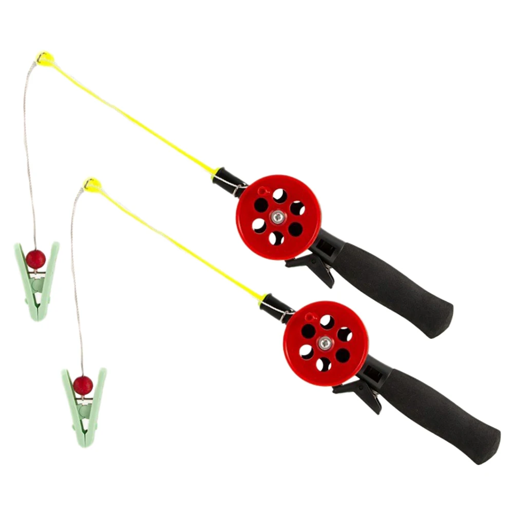 

2pcs Plastic Fishing Shrimp Rod For Kids Portable Mini Lobster Rod With Nylon Fishing Line Bait Clamp For Sea Crab Fishing