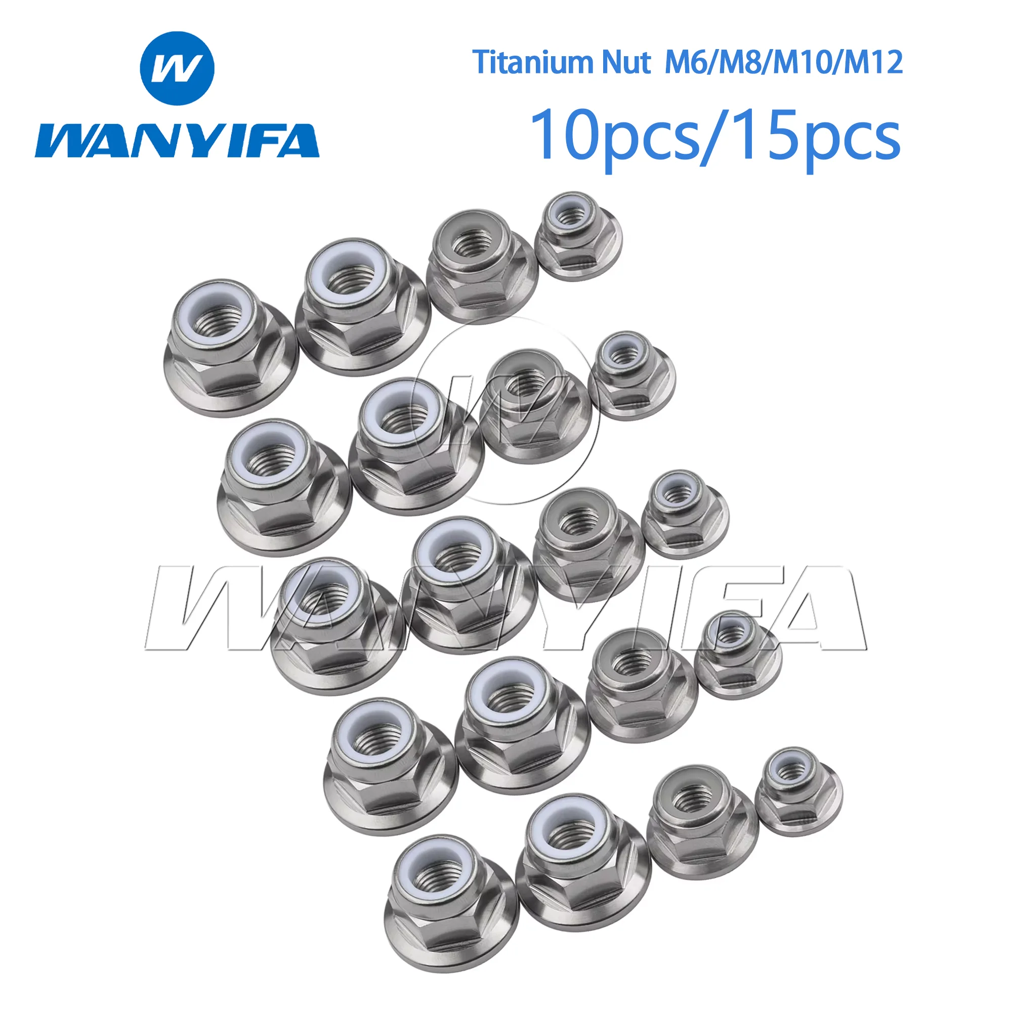 

Wanyifa Titanium Nuts M6/M8/M10/M12 Flange Nylon Lock For Bicycle Motorcycle Car Ti Fastener 10/15Pcs