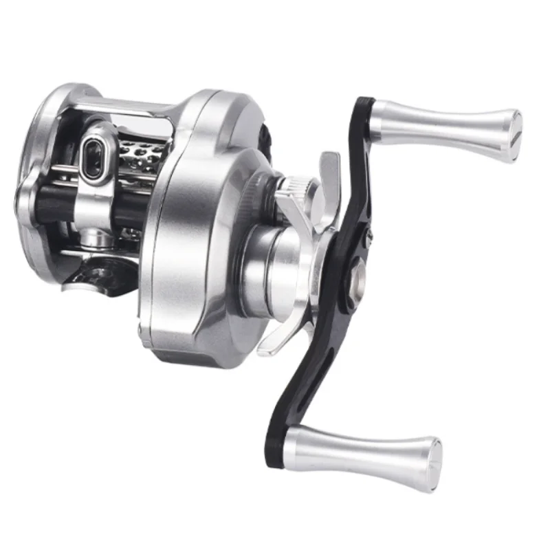 Carrete de pesca de lagarto BOKI mirco drum baitcaster con pesa 118g 7,6:1 relación de velocidad cuerpo de carbono carrete poco profundo carrete de baitcasting