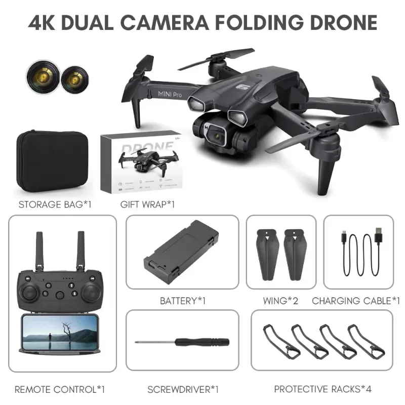 H66 Optical Flow 2.4g Wifi FPV Mini Drone with 4K High-Definition Aerial Dual Camera Fixed Height Remote Control Quadcopter