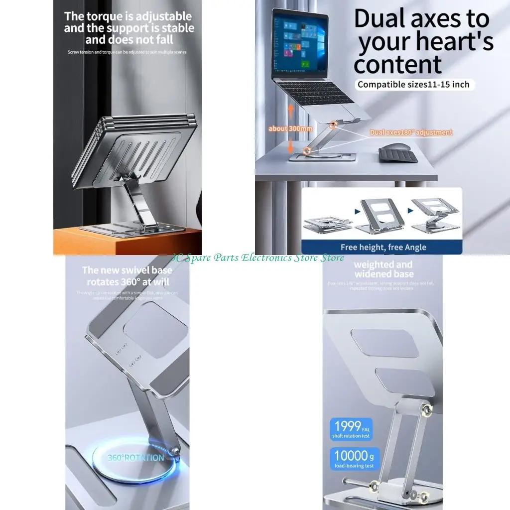 SZ Foldable Tablet Bracket Stand 360° Rotating Hollowed Notebook Holder Bracket Tablets Pad Holder Aluminum Alloy