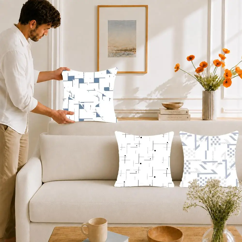 Modern Abstract S-Splicing Geometric Shading Cushion Cover Portable floor cushion for travel Yoga Minimalist text 2way tricot