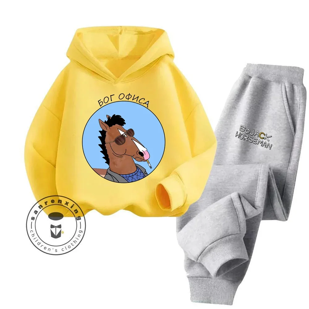 2024 Anime BoJack Horseman Kiddie Boys Hoodie Cute Spring and Fall Sweatshirt Kiddie Pullover Sports Teen Boys Hoodie Suit