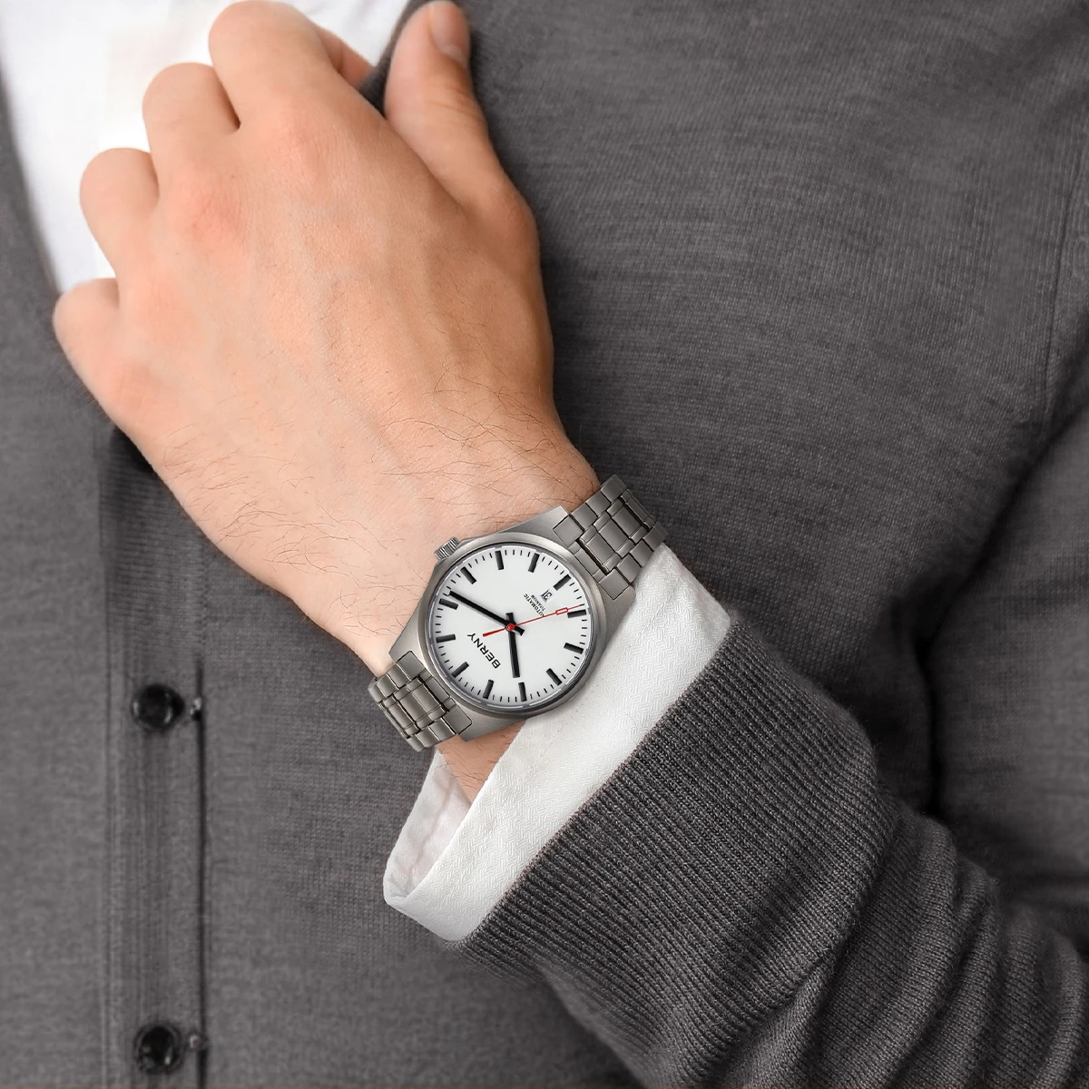 BERNY Titan-Automatikuhren für Herren, mechanische Armbanduhr, Saphirglas, voll leuchtendes Zifferblatt, 10 ATM wasserdicht, Herrenuhr – Detail 15